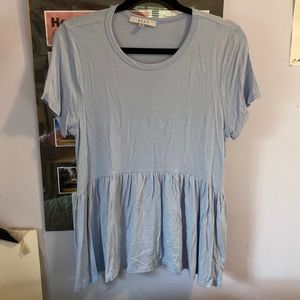 Gaze light blue short sleeve peplum top - Size Medium - NEVER WORN